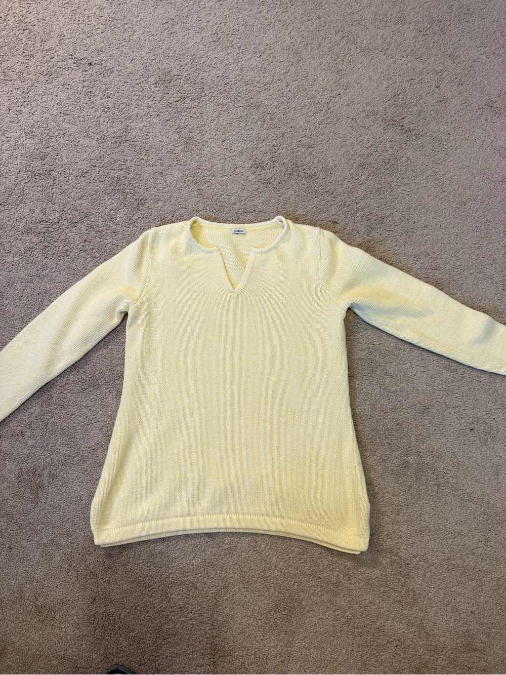 Women's Pale Yellow V-Neck Knit Sweater - Classic 100 percent cotton Pullover